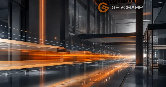A premium conceptual data-center environment showing a luminous, stable energy pathway surrounded by subtle monitoring signals and layered architectural forms, symbolizing long-term Nickel Zinc battery reliability and degradation tracking.